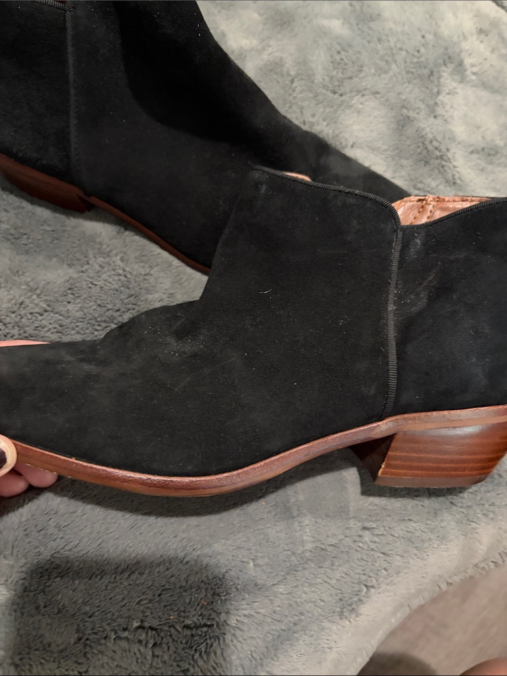 Sam Edelman Black Suede Ankle Boot with Low Block Heel